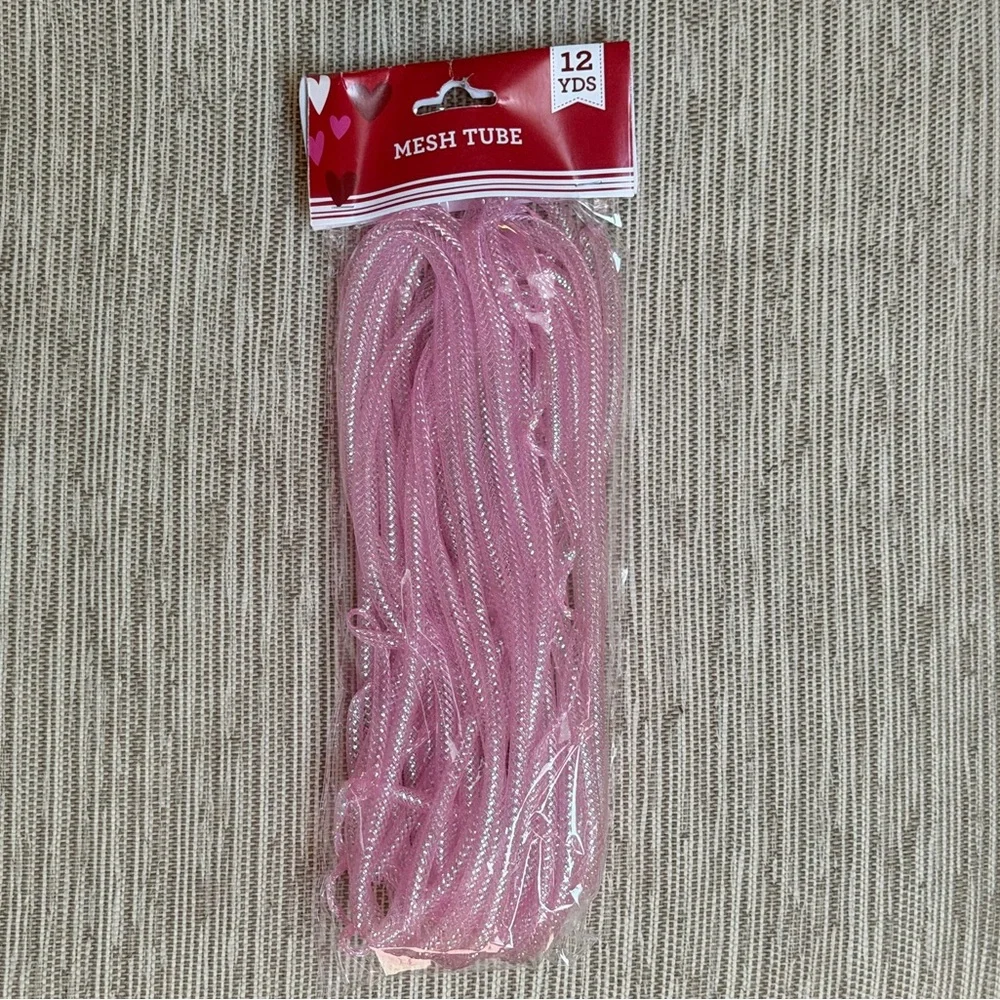 NWT Pink Mesh Tube Ribbon Decor - Hot Pink OR Bubblegum Pink